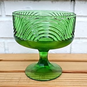 Vintage E.O. Brody Co. Green Glass Capote Trinket Bowl Depression MCM